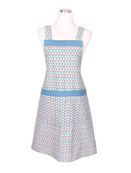 广东小方格围裙订做,时尚收腰围裙定制厂家