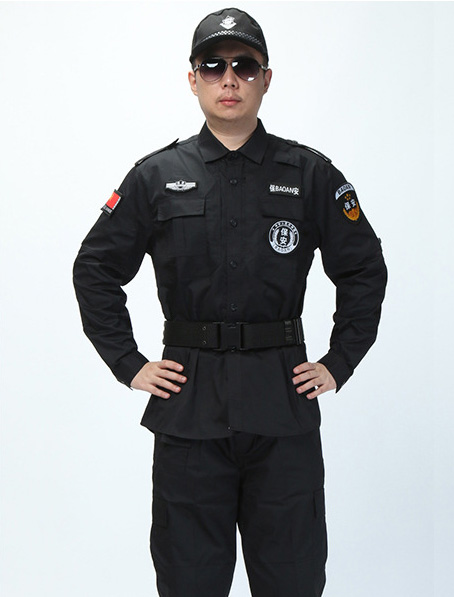 天津定做保安特训制服,订制机场保安黑色制服