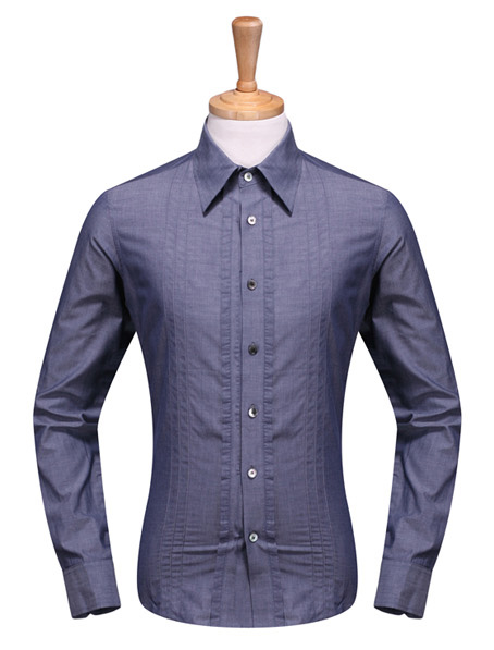 灰色长袖正装衬衣加工厂家